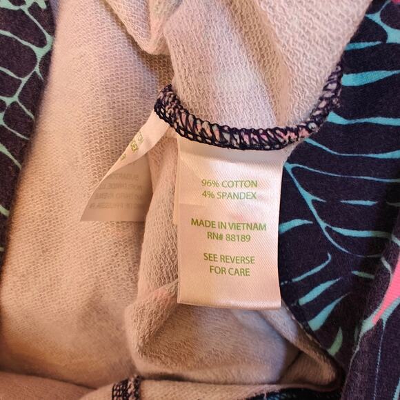 Lilly Pulitzer XXS Palm Leaf Pink & Navy Stretch T-Shirt Dress Tropical - Picture 4 of 6